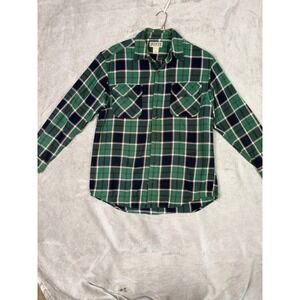 Duluth Trading Co Mens Plaid Flannel Long Sleeve Button Up Shirt Green Navy M